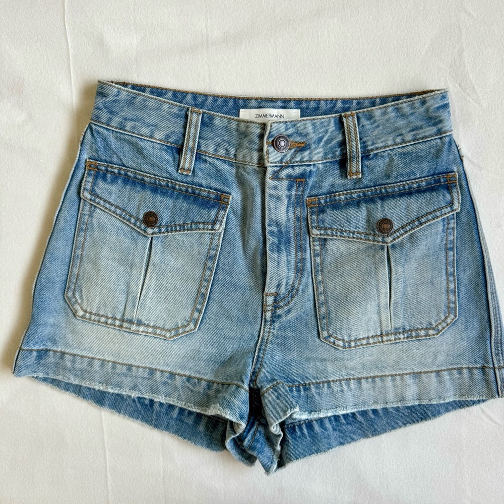 Zimmermann Light Blue Denim Jean Shorts